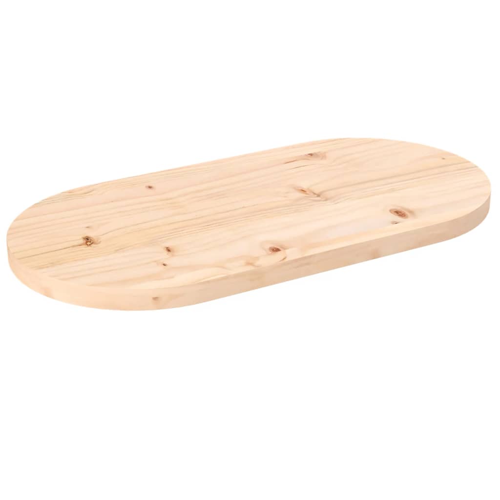 Piano Tavolo 70x35x2,5 cm in Legno Massello di Pino Ovale