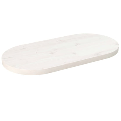 Piano Tavolo Bianco 70x35x2,5cm in Legno Massello di Pino Ovale