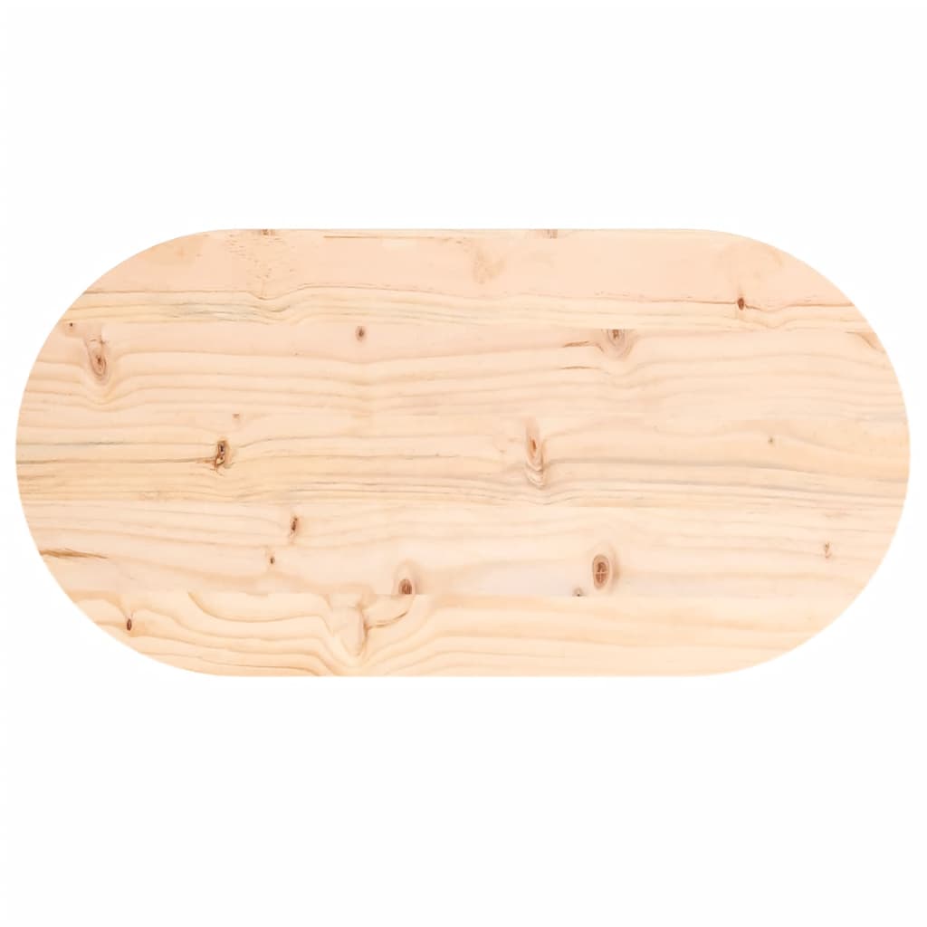 Piano Tavolo 80x40x2,5 cm in Legno Massello di Pino Ovale
