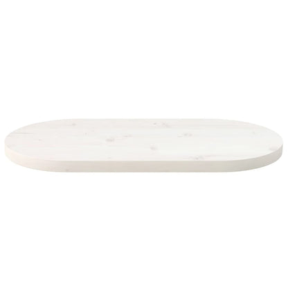 Piano Tavolo Bianco 80x40x2,5cm in Legno Massello di Pino Ovale