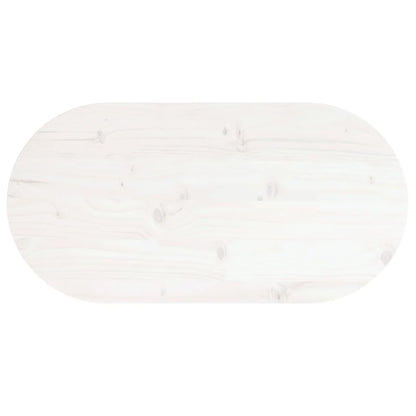 Piano Tavolo Bianco 80x40x2,5cm in Legno Massello di Pino Ovale