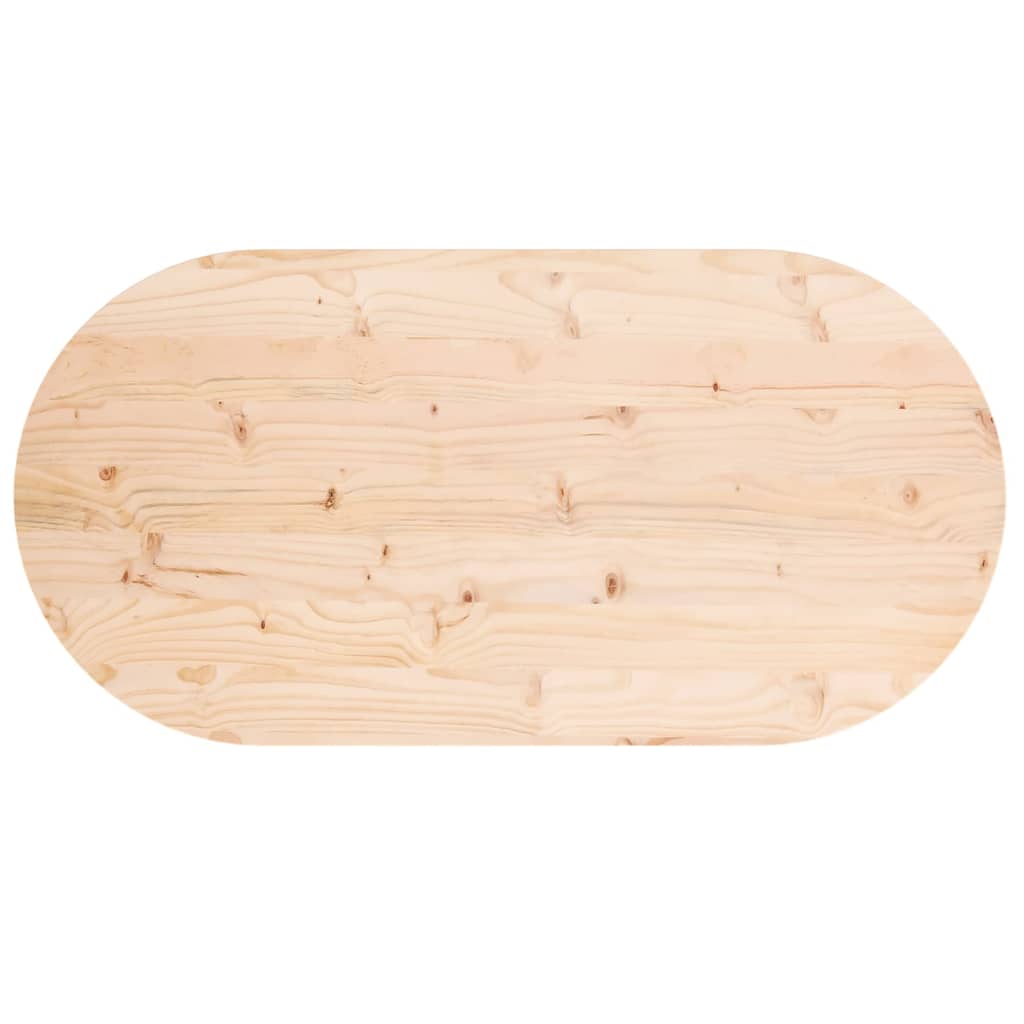 Piano Tavolo 90x45x2,5 cm in Legno Massello di Pino Ovale