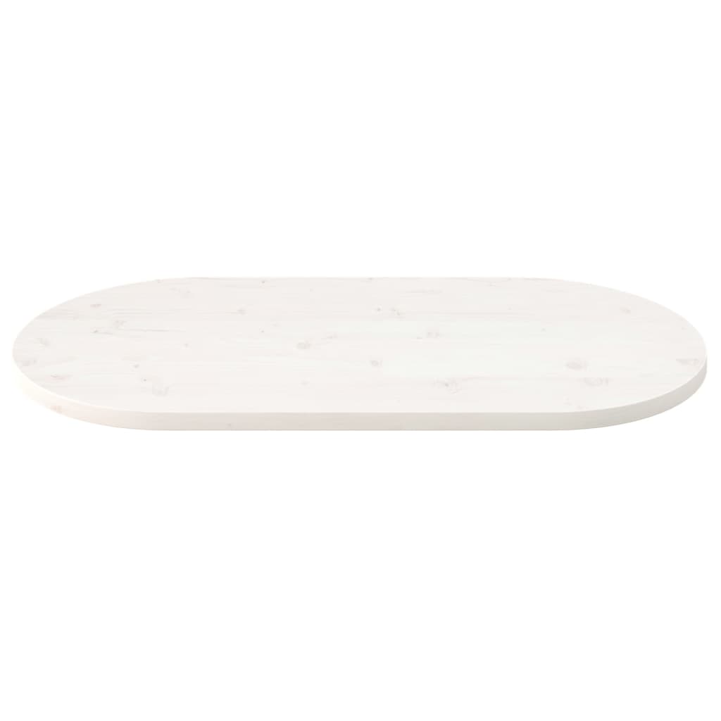 Piano Tavolo Bianco 90x45x2,5cm in Legno Massello di Pino Ovale