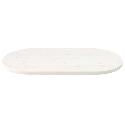 Piano Tavolo Bianco 90x45x2,5cm in Legno Massello di Pino Ovale