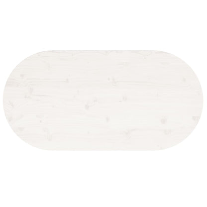 Piano Tavolo Bianco 90x45x2,5cm in Legno Massello di Pino Ovale