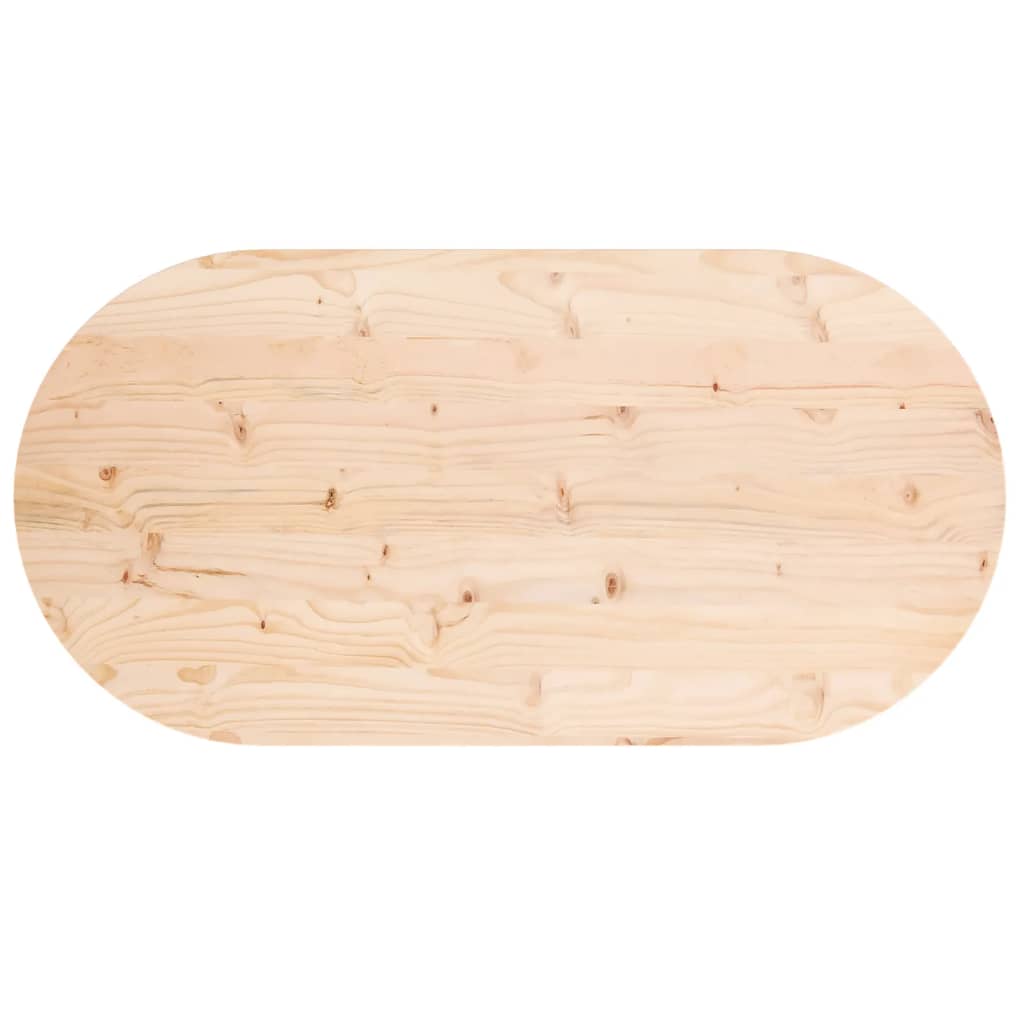 Piano Tavolo 100x50x2,5 cm in Legno Massello di Pino Ovale