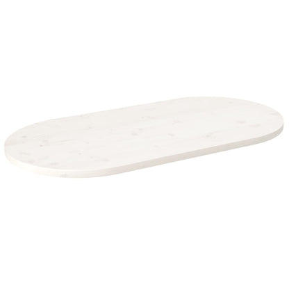 Piano Tavolo Bianco 100x50x2,5 cm Legno Massello di Pino Ovale