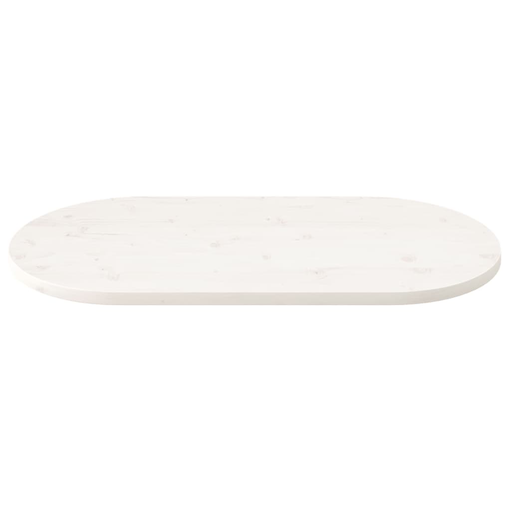 Piano Tavolo Bianco 100x50x2,5 cm Legno Massello di Pino Ovale
