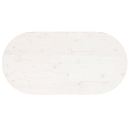 Piano Tavolo Bianco 100x50x2,5 cm Legno Massello di Pino Ovale