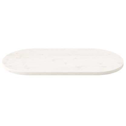 Piano Tavolo Bianco 110x55x2,5 cm Legno Massello di Pino Ovale