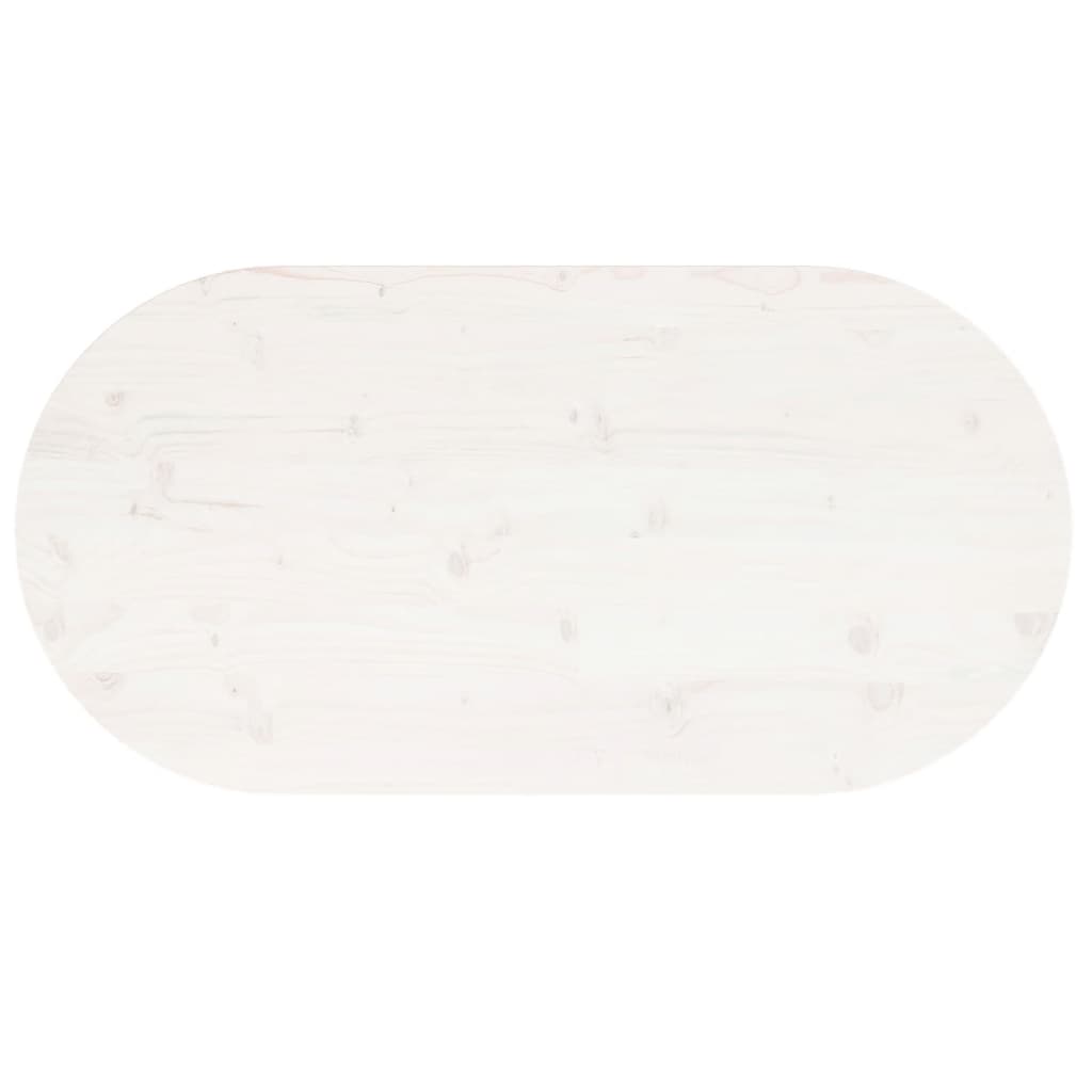 Piano Tavolo Bianco 110x55x2,5 cm Legno Massello di Pino Ovale