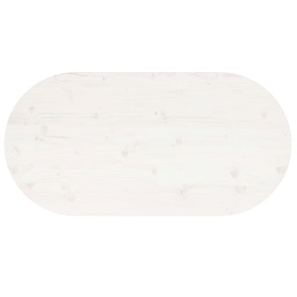 Piano Tavolo Bianco 110x55x2,5 cm Legno Massello di Pino Ovale