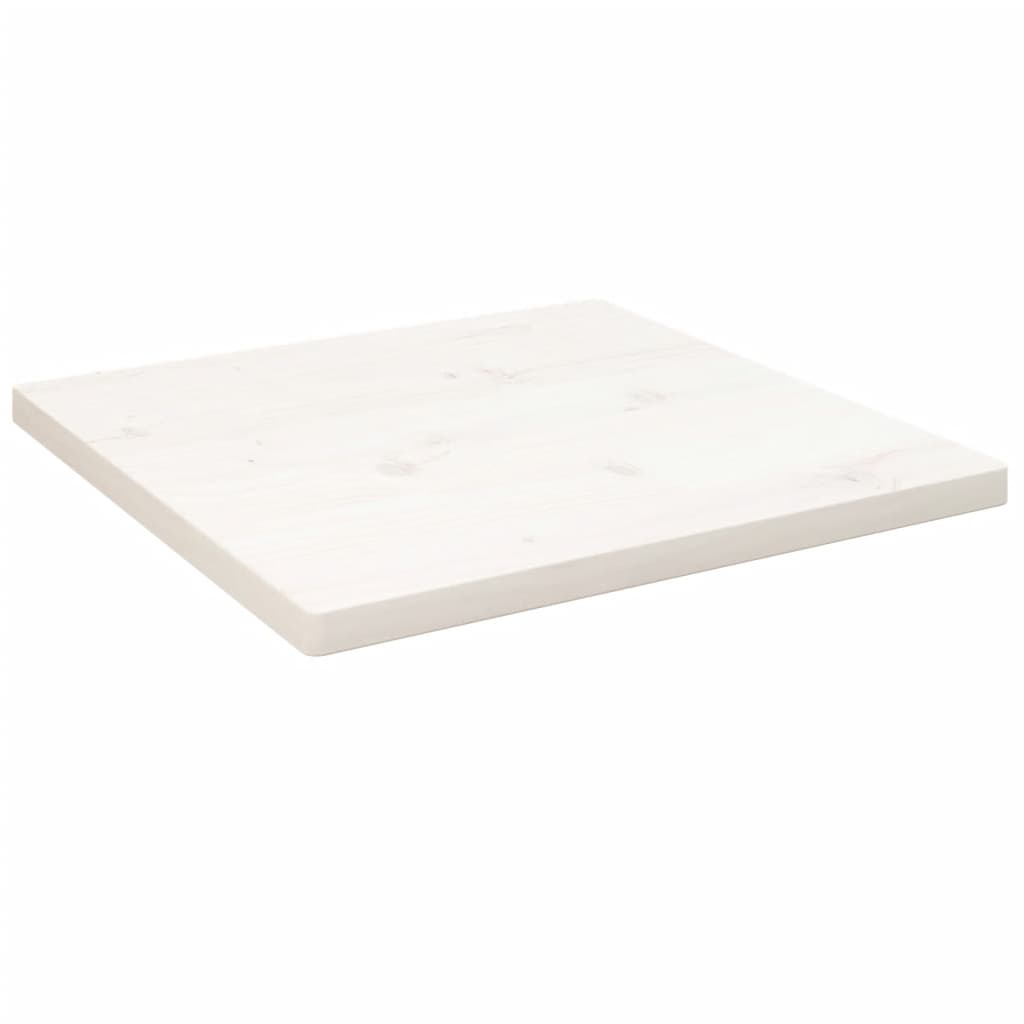 Piano Tavolo Bianco 50x50x2,5cm Legno Massello di Pino Quadrato