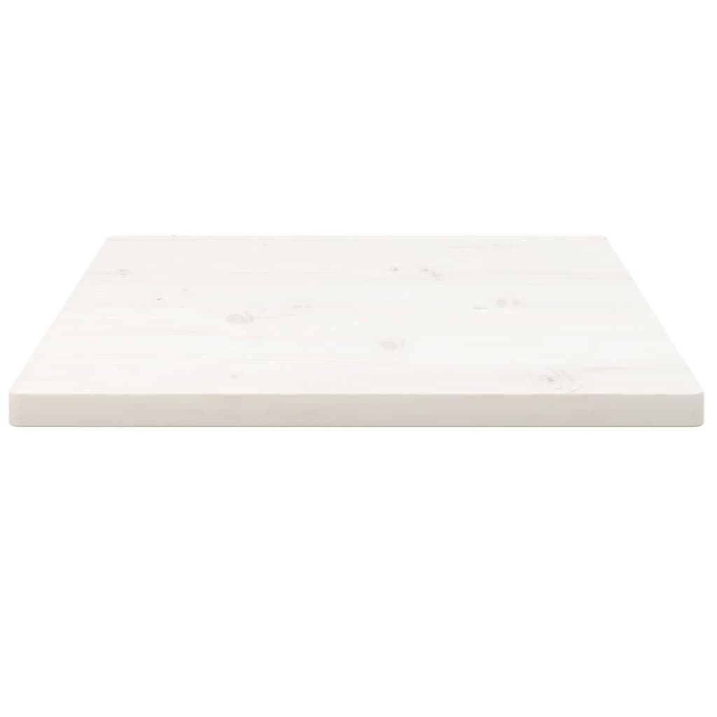 Piano Tavolo Bianco 50x50x2,5cm Legno Massello di Pino Quadrato