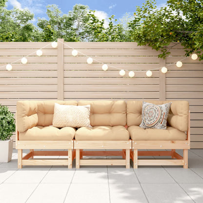 Set Salotto da Giardino 3 pz in Legno Massello di Pino