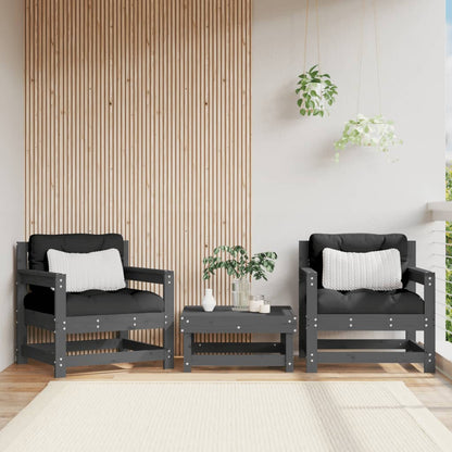 Sedie da Giardino 2pz Grigie in Legno Massello Pino