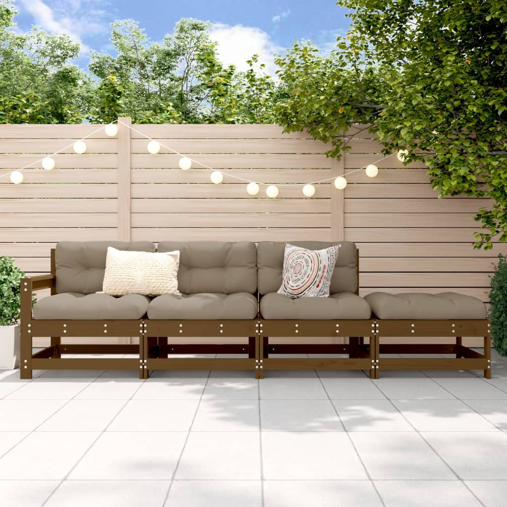 Set Salotto da Giardino 4 pz ambra in Legno Massello di Pino