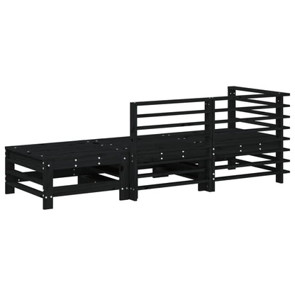 Set Salotto da Giardino 3 pz Nero in Legno Massello di Pino