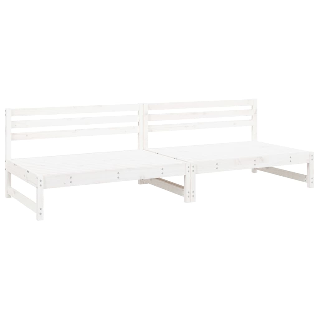 Divani Centrali Giardino 2pz Bianchi 120x80cm Massello Pino