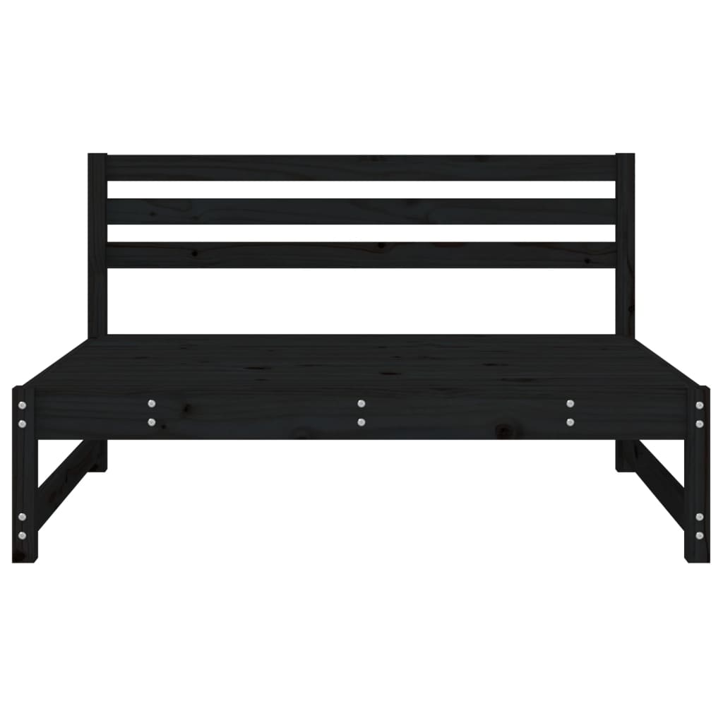 Divani Centrali Giardino 2pz Neri 120x80cm Legno Massello Pino