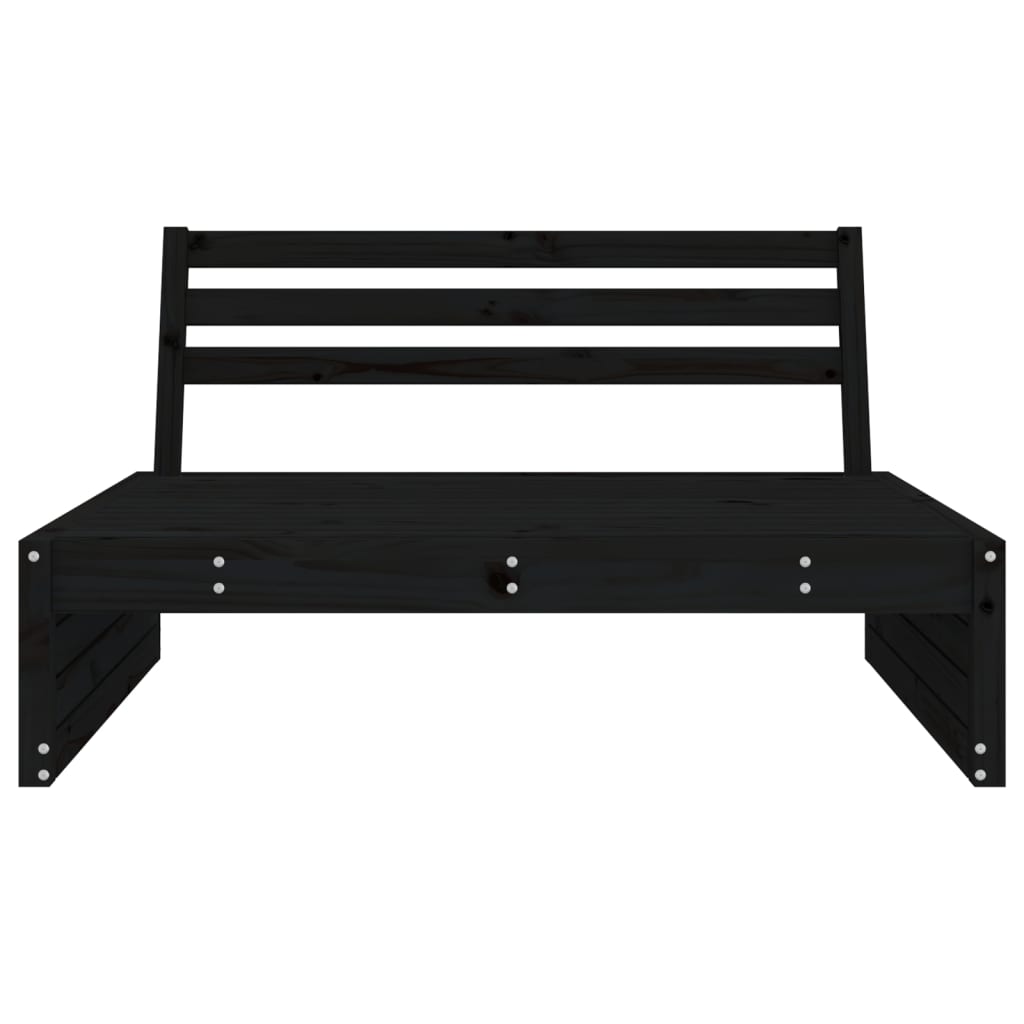 Divano Centrale Giardino Nero 120x80cm Legno Massello Pino