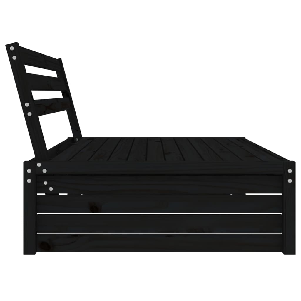 Divano Centrale Giardino Nero 120x80cm Legno Massello Pino