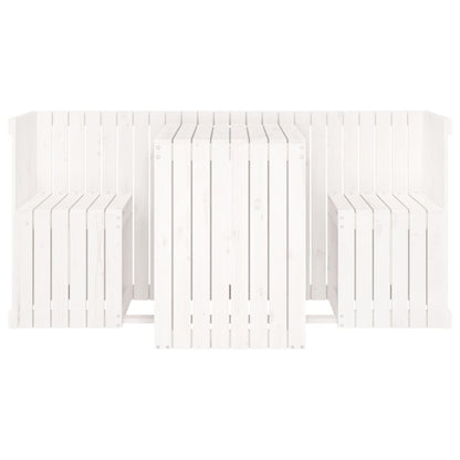 Set da Balcone a 2 Posti Bianco in Legno Massello di Pino