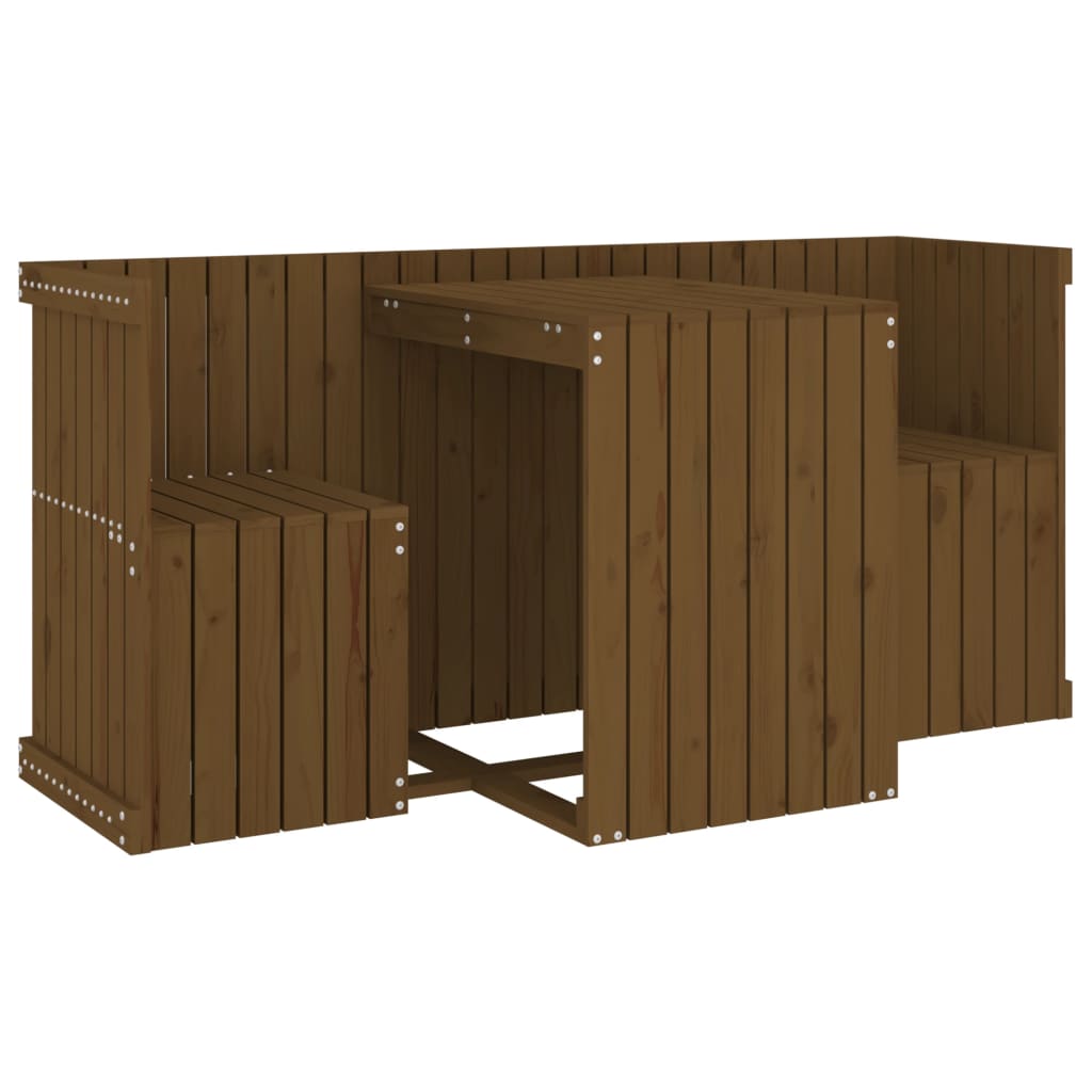 Set da Balcone a 2 Posti Ambra in Legno Massello di Pino