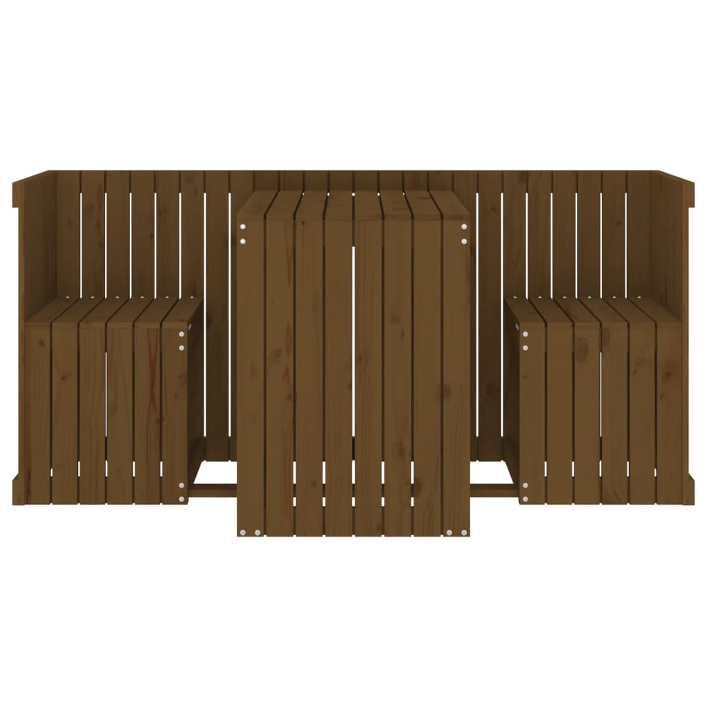 Set da Balcone a 2 Posti Ambra in Legno Massello di Pino