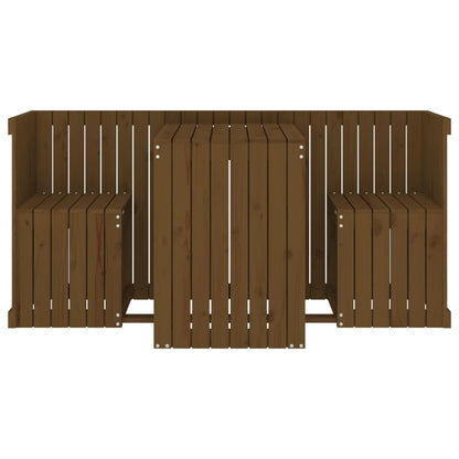 Set da Balcone a 2 Posti Ambra in Legno Massello di Pino