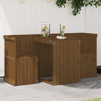 Set da Balcone a 2 Posti Ambra in Legno Massello di Pino