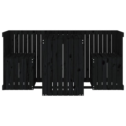 Set da Balcone a 2 Posti Nero in Legno Massello di Pino