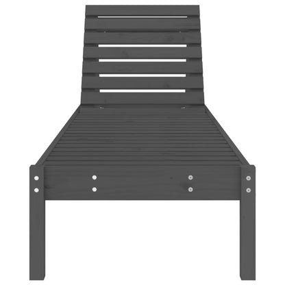 Lettino Prendisole Grigio 199,5x60x74 cm Legno Massello di Pino