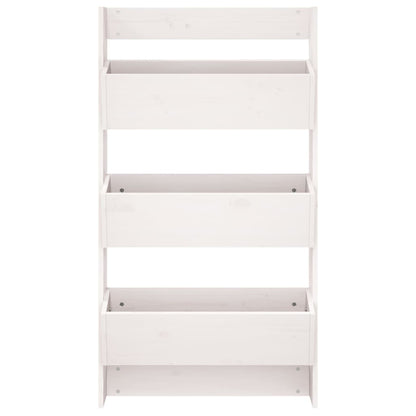 Fioriera Muro 3Ripiani Bianca 60x18,5x110cm Legno Massello Pino