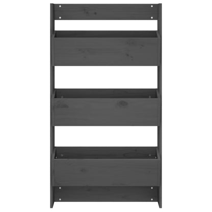 Fioriera Muro 3Ripiani Grigia 60x18,5x110cm Legno Massello Pino