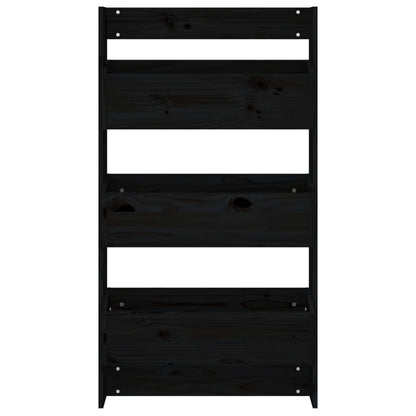 Fioriera a Muro 3Ripiani Nera 60x18,5x110cm Legno Massello Pino