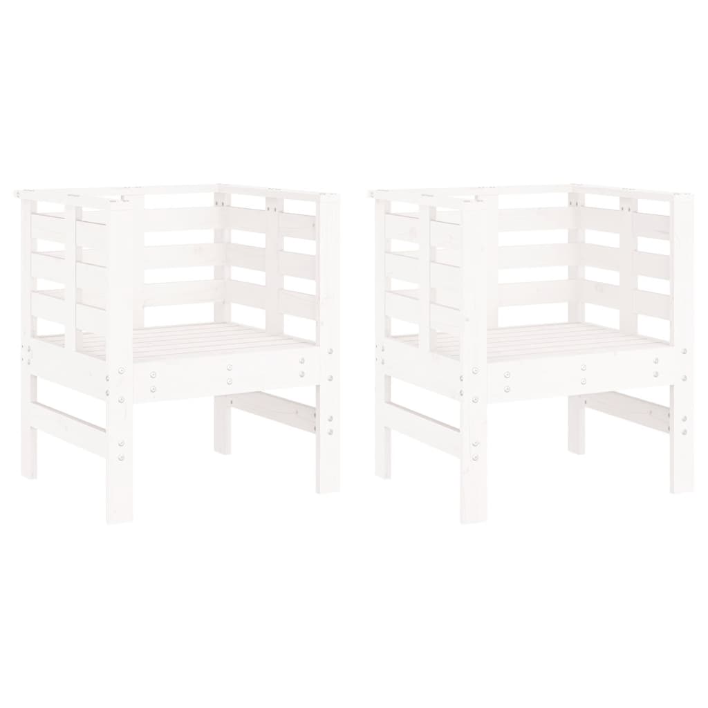 Sedie da Giardino 2pz Bianche 61,5x53x71cm Legno Massello Pino