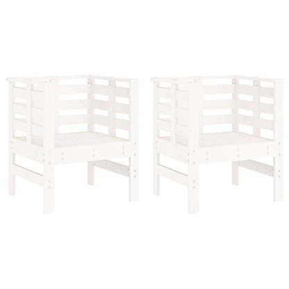 Sedie da Giardino 2pz Bianche 61,5x53x71cm Legno Massello Pino