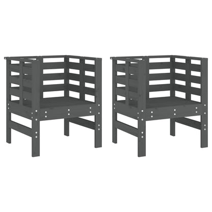Sedie da Giardino 2pz Grigie 61,5x53x71cm Legno Massello Pino