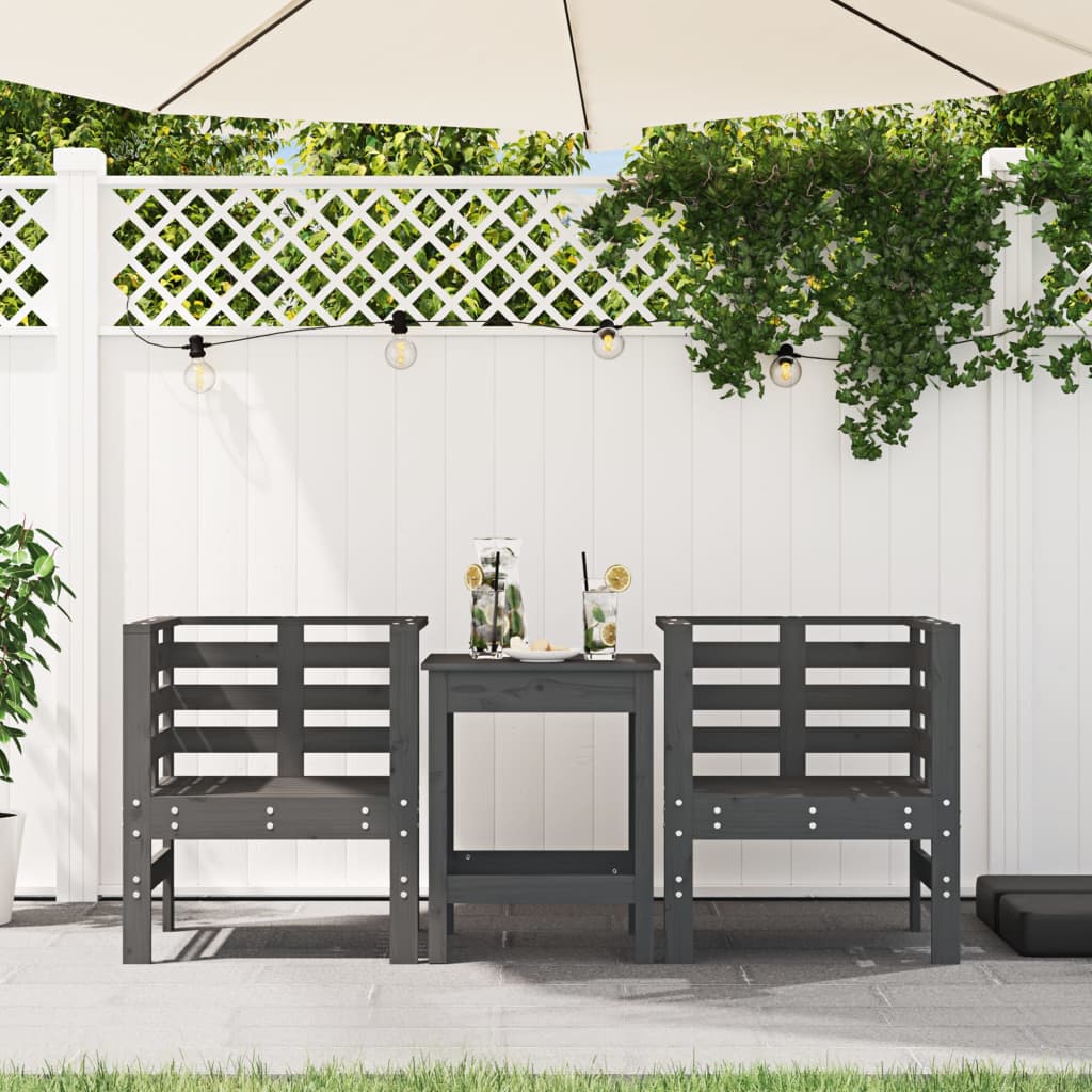 Sedie da Giardino 2pz Grigie 61,5x53x71cm Legno Massello Pino