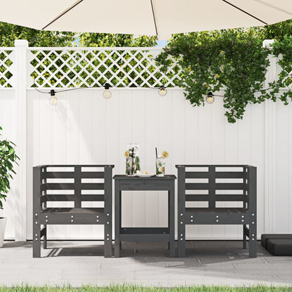 Sedie da Giardino 2pz Grigie 61,5x53x71cm Legno Massello Pino