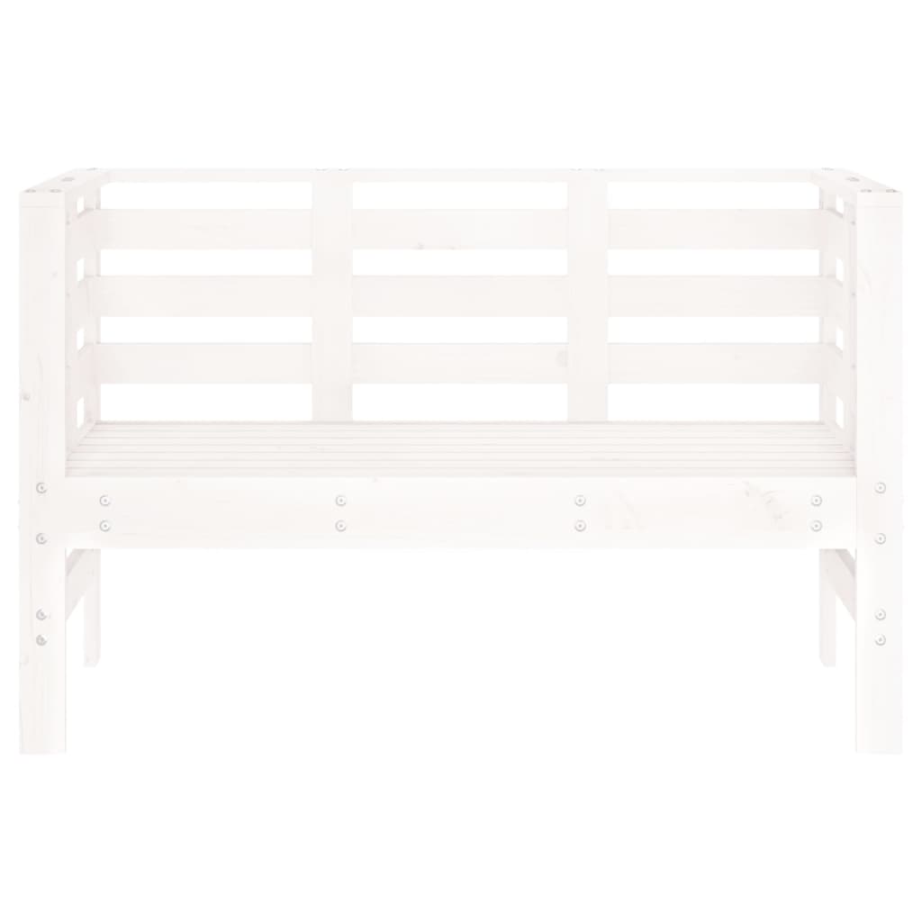 Panca da Giardino Bianca 111,5x53x71 cm Legno Massello di Pino