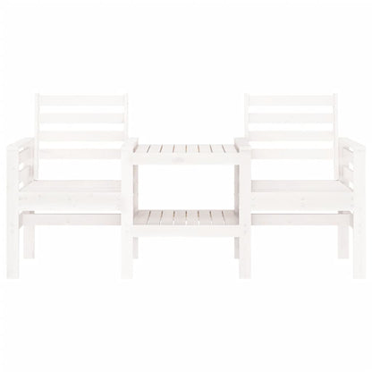 Panca Giardino con Tavolino 2 Posti Bianco Legno Massello Pino
