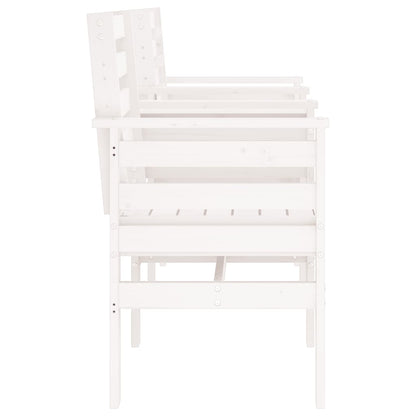 Panca Giardino con Tavolino 2 Posti Bianco Legno Massello Pino