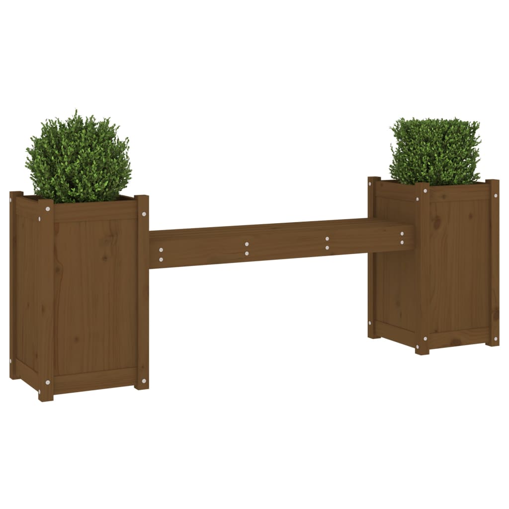 Panchina Fioriera Marrone Ambra 180x36x63cm Legno Massello Pino