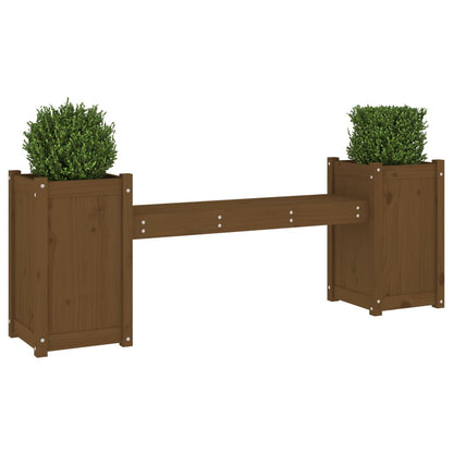 Panchina Fioriera Marrone Ambra 180x36x63cm Legno Massello Pino