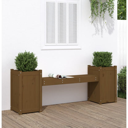 Panchina Fioriera Marrone Ambra 180x36x63cm Legno Massello Pino