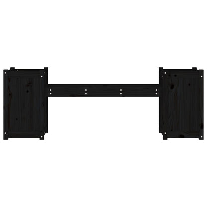 Panchina con Fioriera Nera 180x36x63cm Legno Massello di Pino