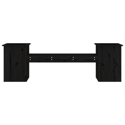 Panchina Fioriera Nera 184,5x39,5x56,5 cm Legno Massello Pino