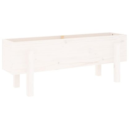Fioriera Rialzata da Giardino Bianca 101x30x38 cm Massello Pino